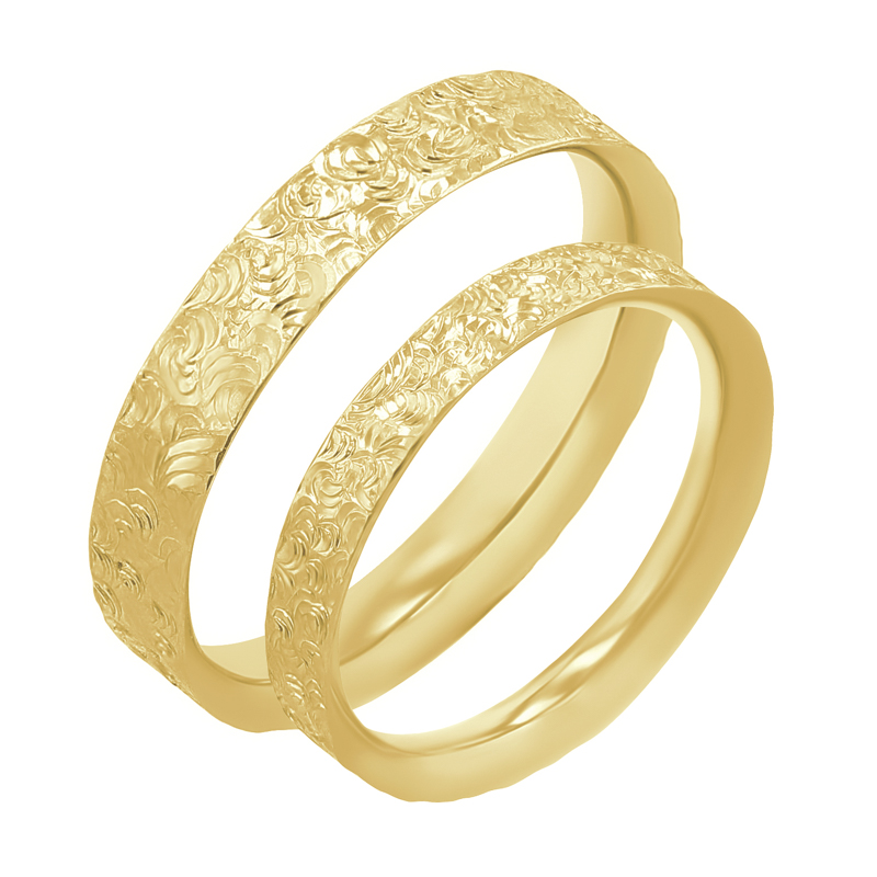 Snubní prsteny s gravírovaným povrchem Faye 116961