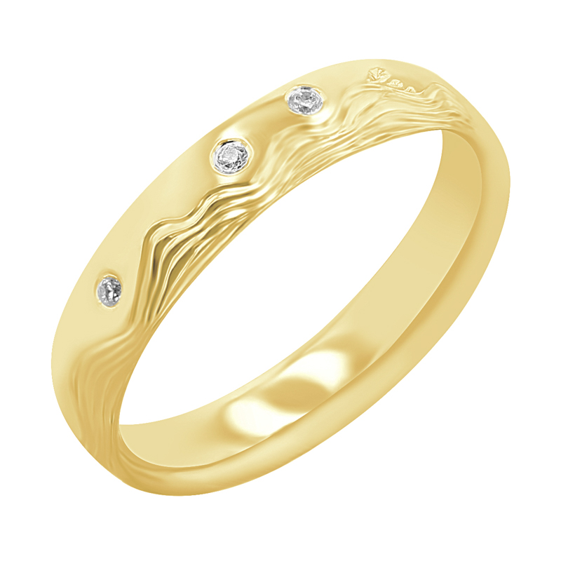 Snubní prsteny s gravírem vln a diamanty Laurien 117251