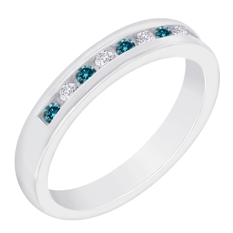 Prsten plný modrých a bílých diamantů Nosian 120081