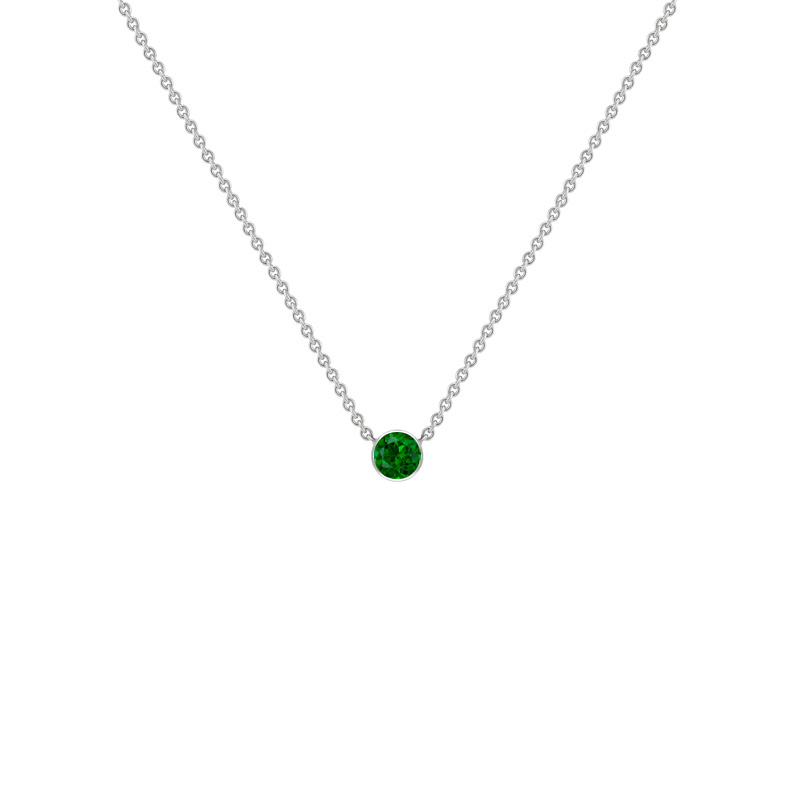 Stříbrný minimalistický náhrdelník s tsavorit granátem Glosie 125571