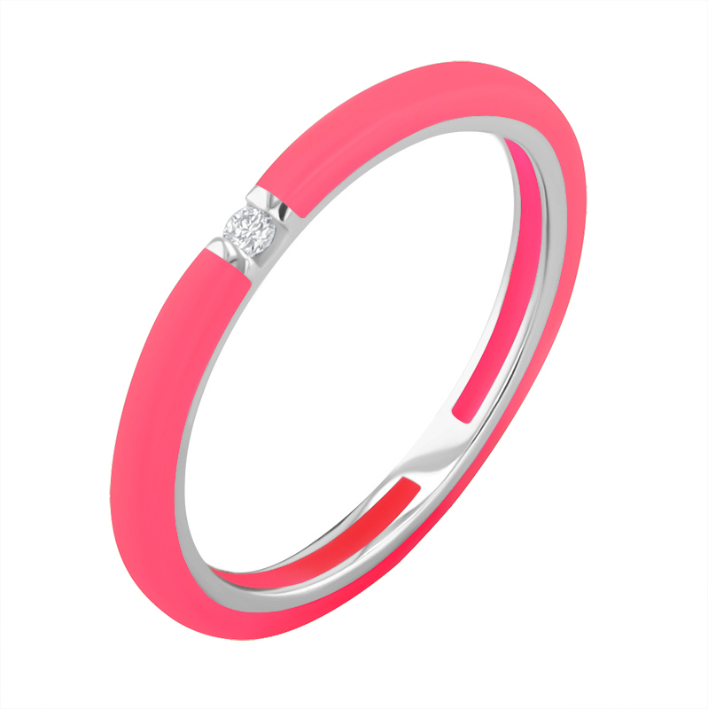 Růžový keramický prsten s diamanty Cecelia 128741