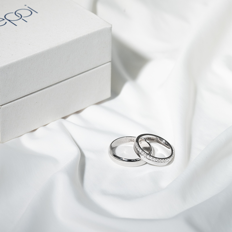 Eternity prsten s lab-grown diamanty a pánský půlkulatý prsten Louisa 129071