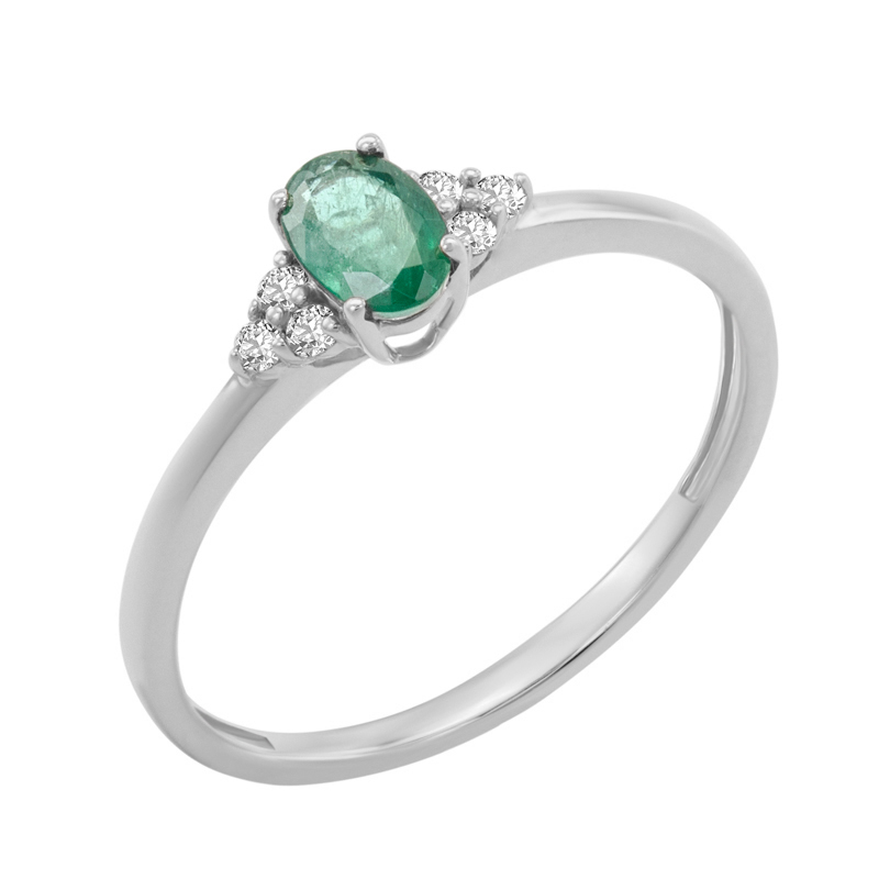 Zásnubní prsten se smaragdem a diamanty Sheldo 129141