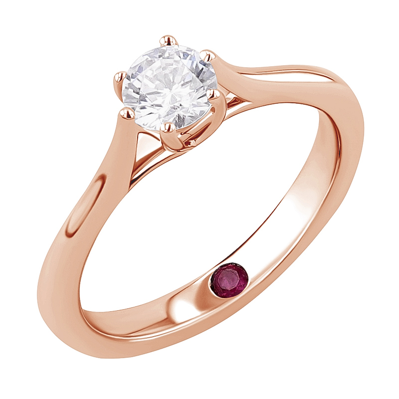 Zásnubní prsten s lab-grown diamantem a rubínem Nelia 130331