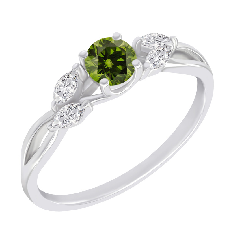 Zásnubní prsten se zeleným diamantem a marquise lab-grown diamanty Halym 132391