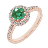 Halo prsten se smaragdem a lab-grown diamanty Kerau