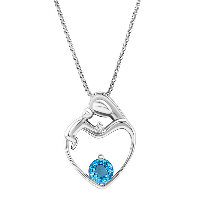 Srdíčkový stříbrný náhrdelník s topazem Talvi