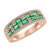 Zlatý prsten plný smaragdů a diamantů Luana