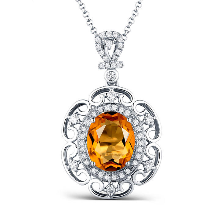 Romantický vintage náhrdelník ze zlata s citrínem Anneke