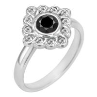 Zásnubní prsten s černým diamantem a diamanty Silar