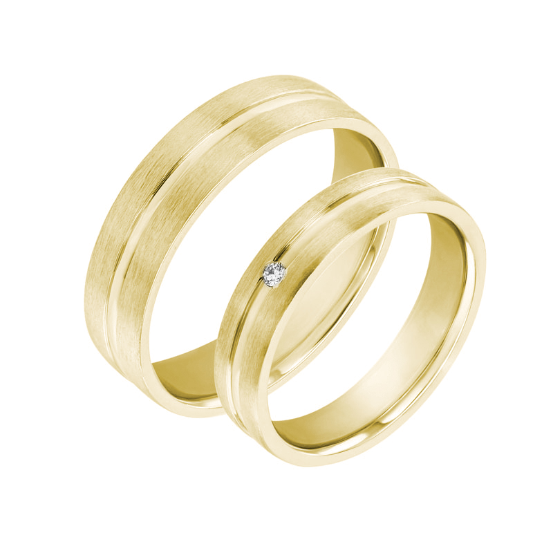 Zlaté snubní prsteny s diamantem Toon 20001