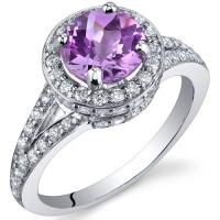 Stříbrný prsten s růžovým safírem a zirkony Alyf