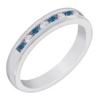 Platinový prsten plný modrých a bílých diamantů Vorana
