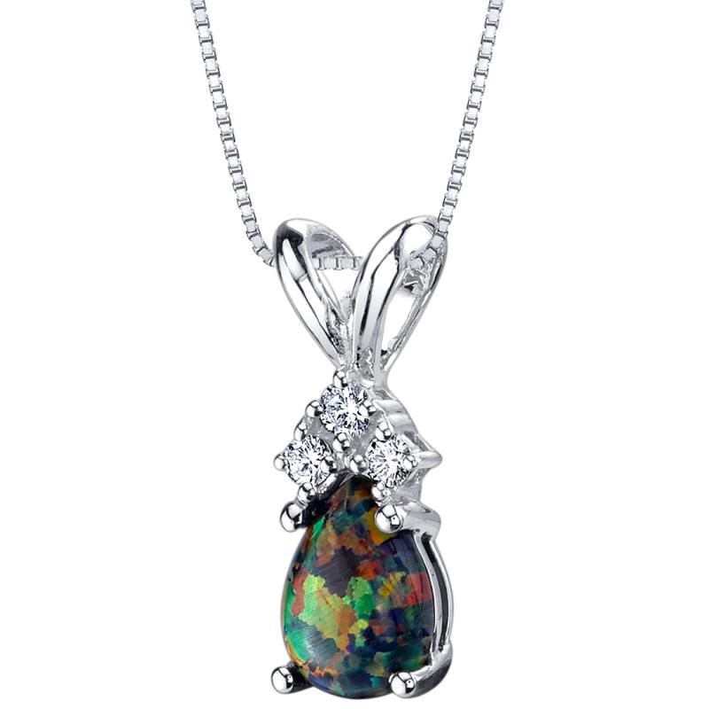 Zlatý náhrdelník s modrým pear opálem a diamanty Myron 23021