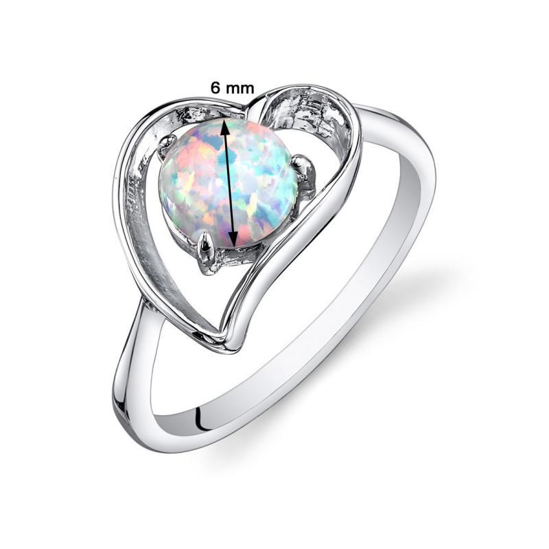 Prsten srdce s opálem ze stříbra 2641