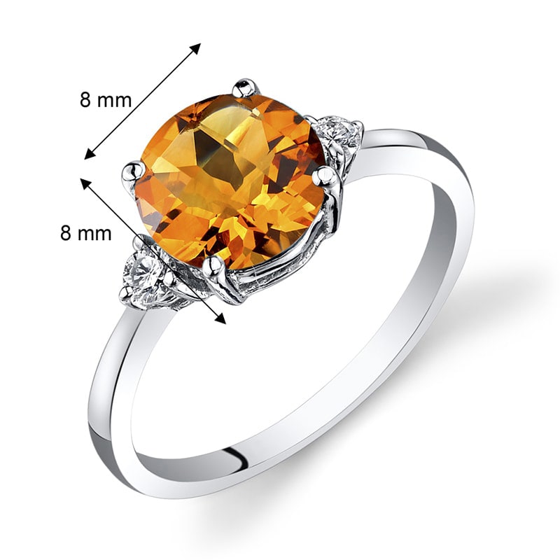 Citrínový prsten ze zlata s diamanty 27361