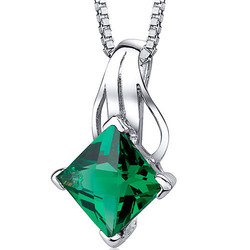 Stříbrný náhrdelník se smaragdem 2801