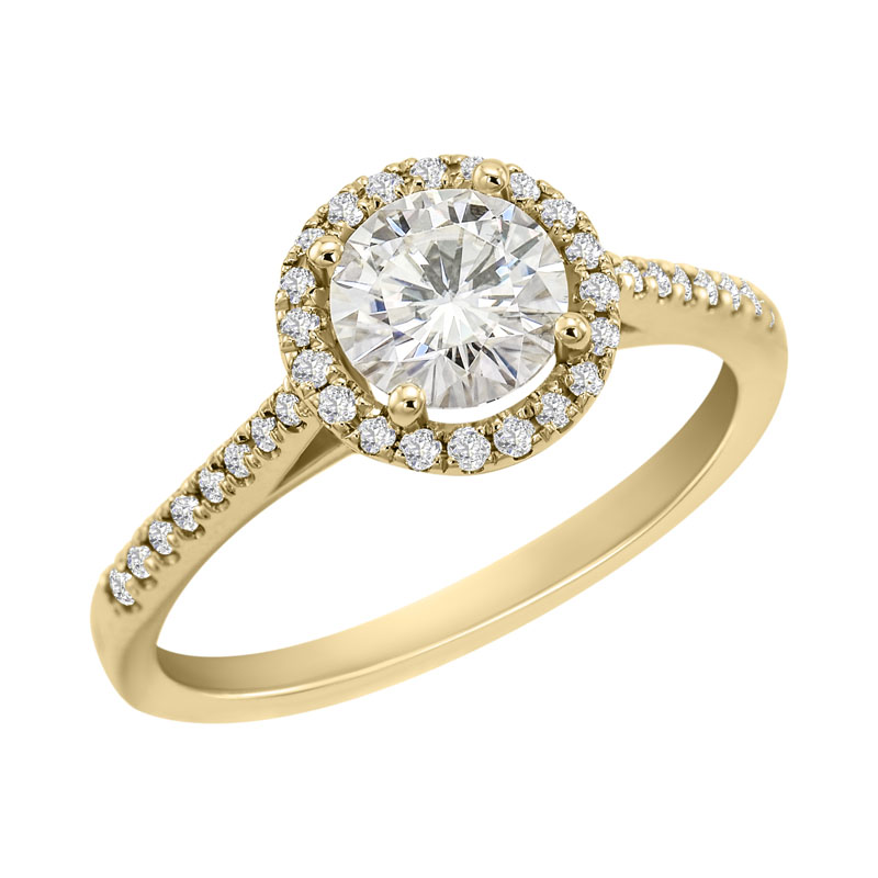Zlatý prsten s moissanitem a diamanty