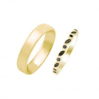 Zlatý snubní prsten s černými diamanty a pánský komfortní Sango