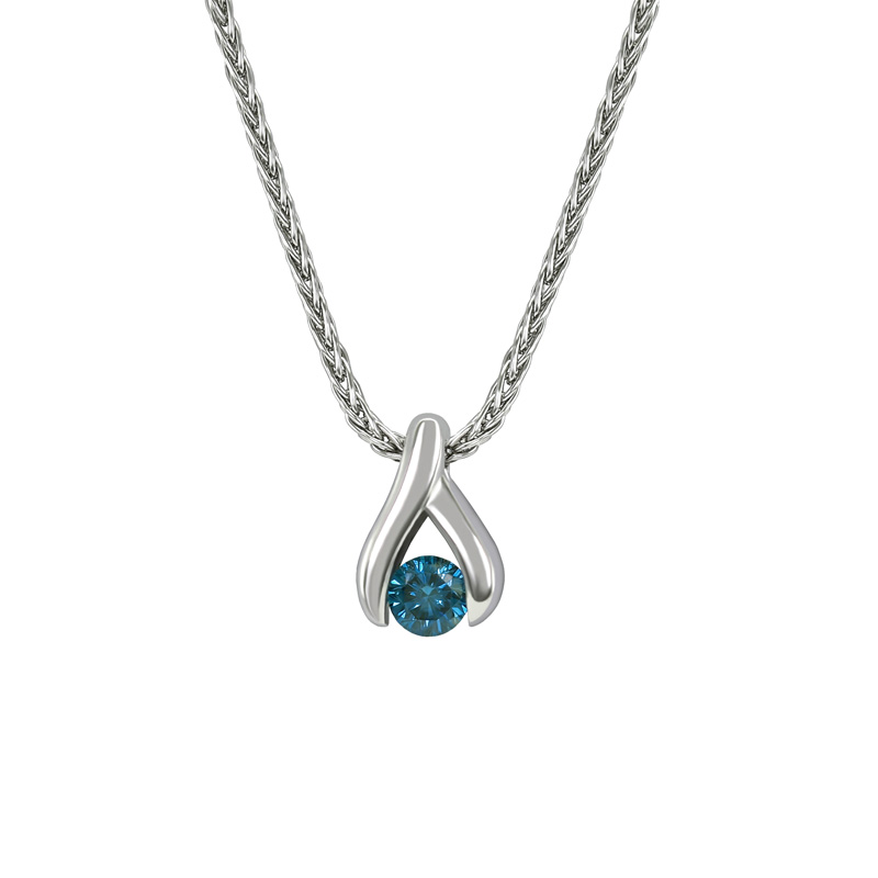 Platinový náhrdelník s modrým diamantem