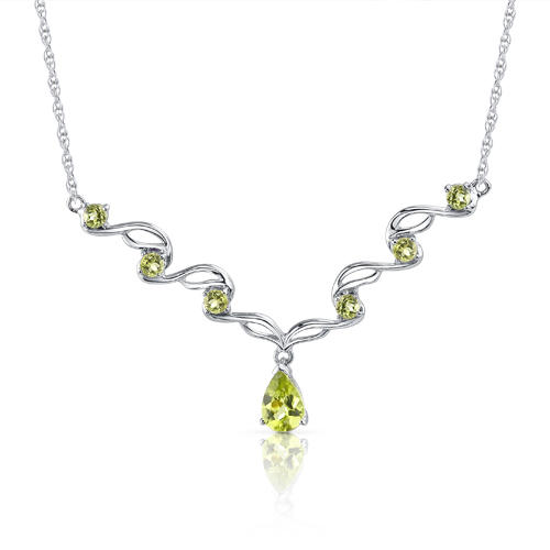 Olivínový náhrdelník stříbrný