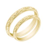 Zlaté vintage snubní prsteny s gravírem větvičky Matu