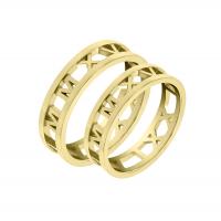 Zlaté snubní prsteny s volbou písmen po obvodu Jomami