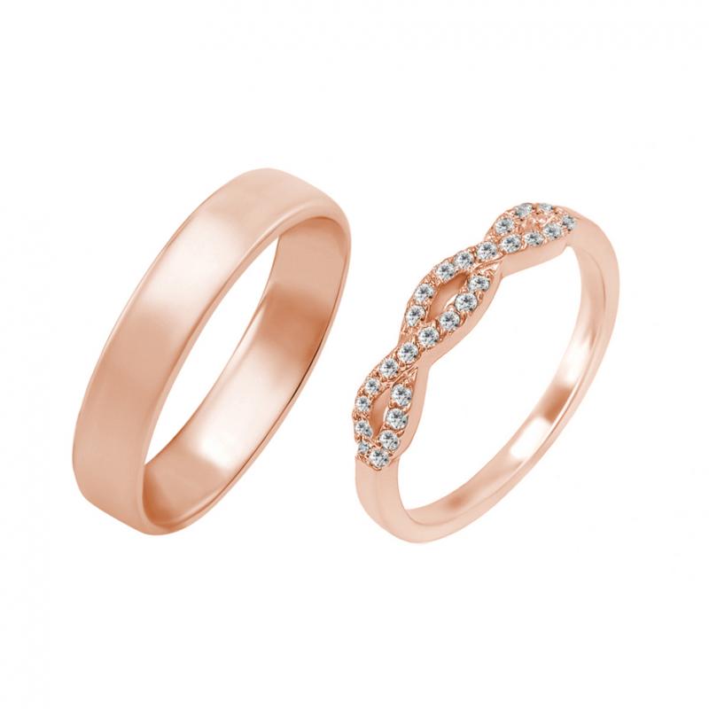 Pánský snubní prsten a dámská eternity obroučka ze zlata 36471