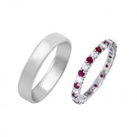 Zlatý eternity prsten s rubíny a diamanty a pánský komfortní prsten Yacco