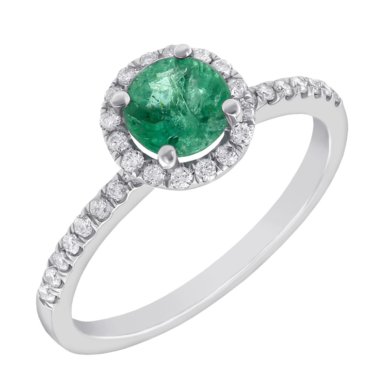 Eppi Smaragdový halo zásnubní prsten s diamanty Toppy R37167