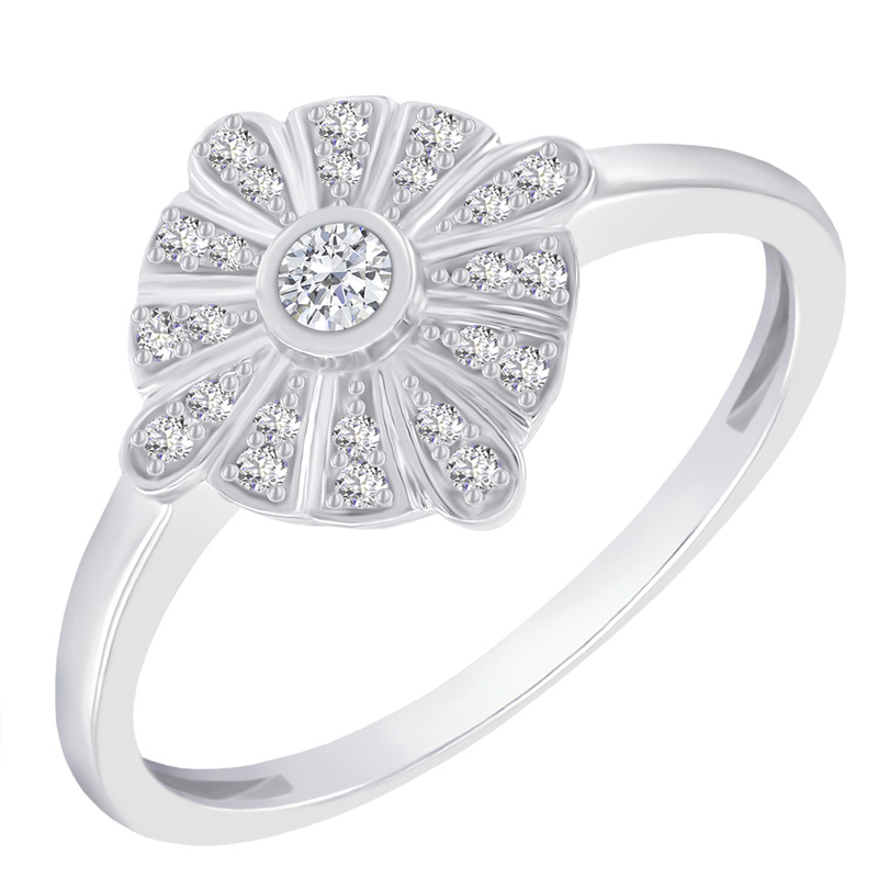 Zlatý prsten s diamantovým květem 41171