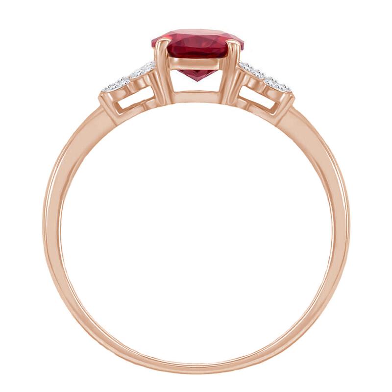 Granátový prsten z růžového zlata s diamanty 42611