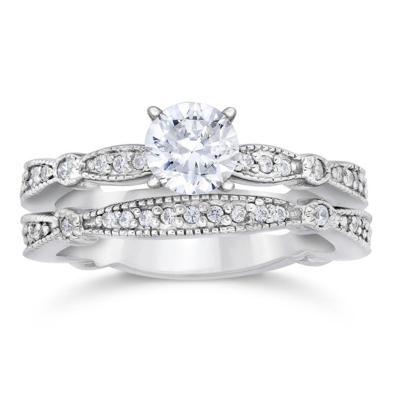 Set diamantových prstenů s jemným vroubkováním Jaelyn 