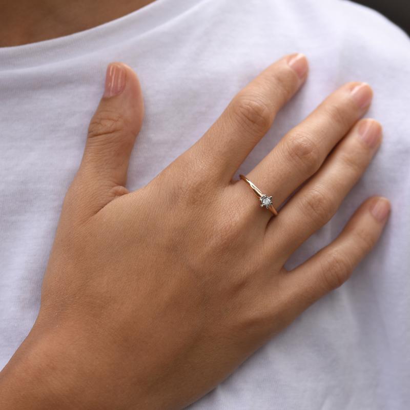 Diamantový zlatý prsten ve stylu solitér 46191