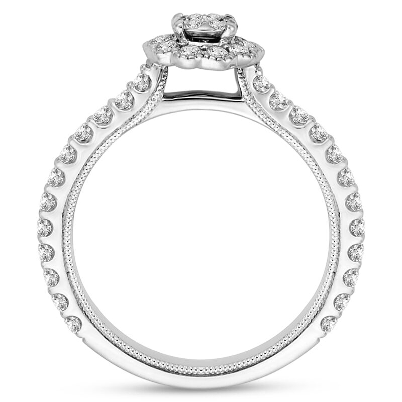 Zlatý zásnubní prsten s diamantovým květem 48331