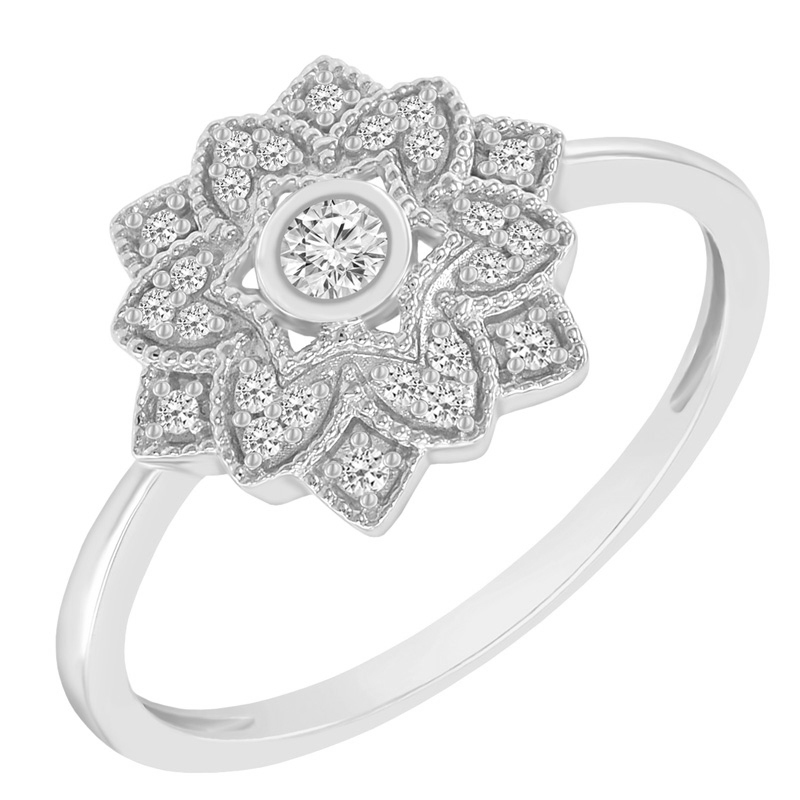 Prsten s květinou z diamantů 48401