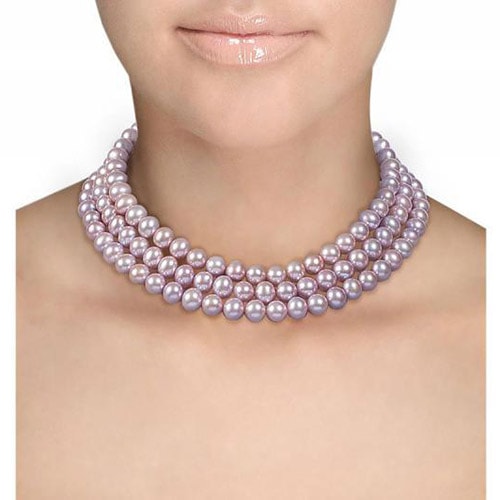 Zlatý náhrdelník s levandulovými perlami 48711