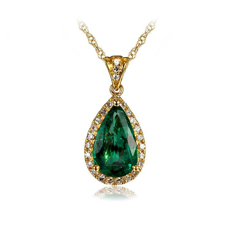 Elegantní náhrdelník ze zlata se smaragdem a diamanty Jovana