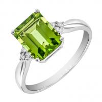 Zlatý prsten s olivínem a diamanty Chaitra