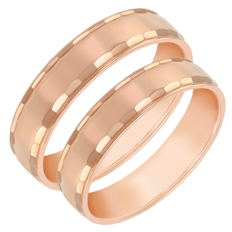 Růžové snubní prsteny s reliéfy 60571