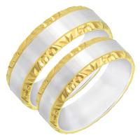 Zdobené dvoubarevné snubní prsteny ze zlata Cecilie