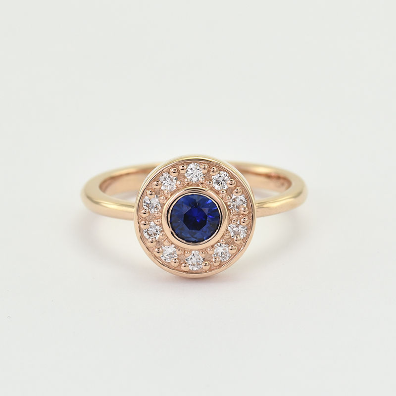 Diamantový prsten s modrým safírem 63661