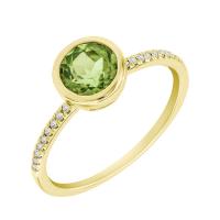 Zářivý zlatý prsten s olivínem a diamanty Nyusha