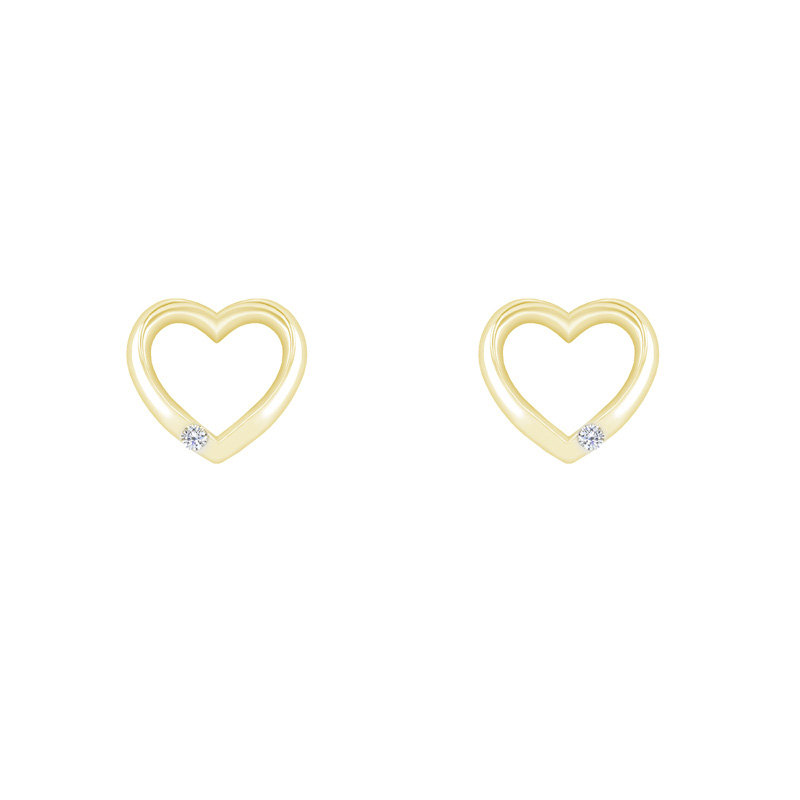 Eppi Zlaté náušnice ve tvaru srdce s diamanty Evie E40622