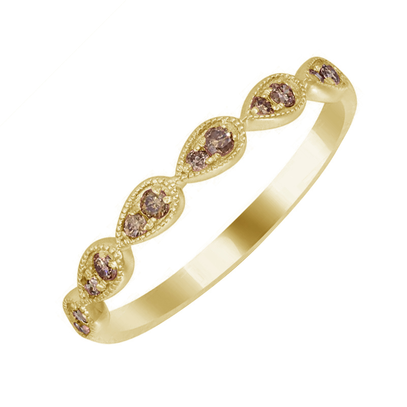 Zlatý prsten s champagne diamanty