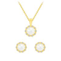 Stříbrná perlová kolekce náušnic a náhrdelníku s diamanty Kamila