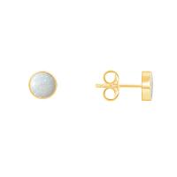 Zlaté minimalistické náušnice s bílými opály Aurinda