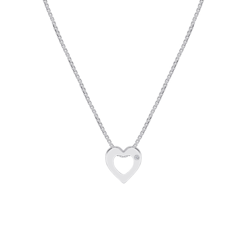 Stříbrný přívěsek ve tvaru srdce s diamantem 71831