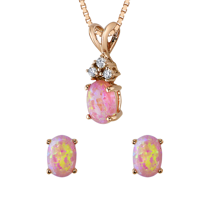 Kolekce šperků s oválným růžovým opálem