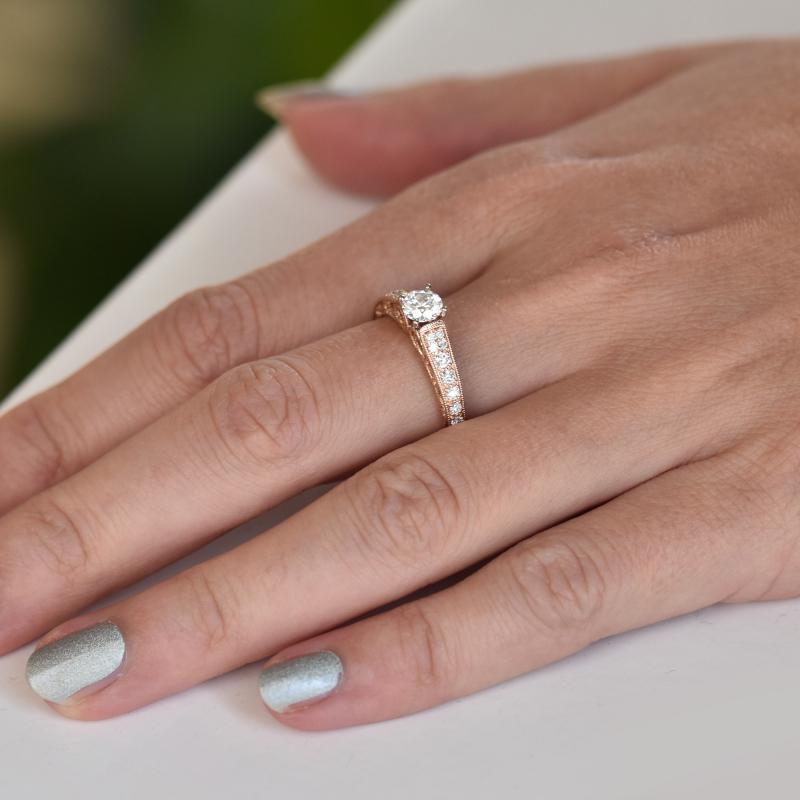 Zásnubní prsten z růžového zlata s diamanty 73011